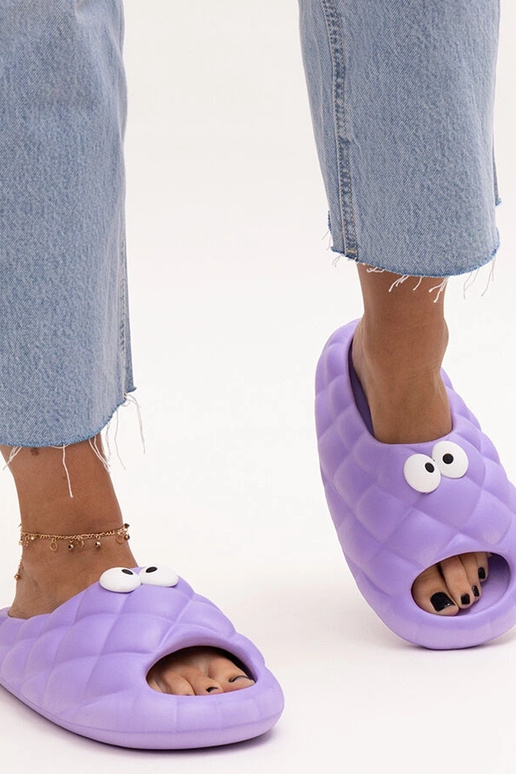 Pantuflas de espuma morada con ojos...