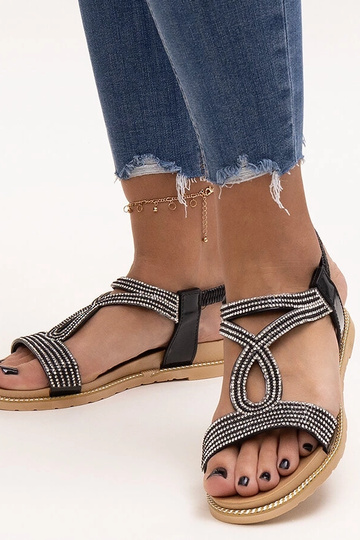 Sandalias negras decoradas con circonitas Detila