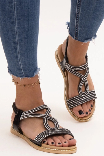 Sandalias negras decoradas con circonitas Detila 2
