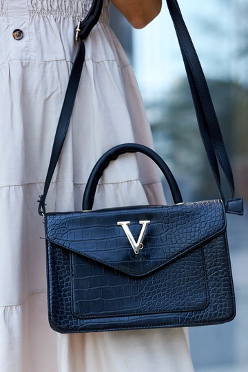 Bolso de hombro Barsa con estampado de cocodrilo