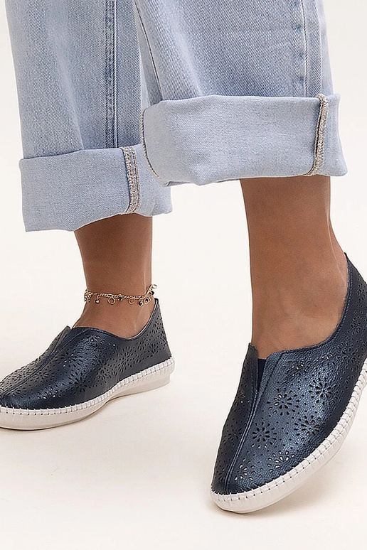 Zapatos calados de piel azul marino...