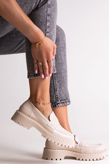 Mocasines de piel beige Big...