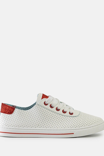 Zapatillas blancas perforadas con cordones para mujer Ruala