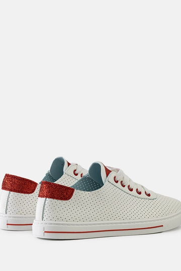 Zapatillas blancas perforadas con cordones para mujer Ruala 2