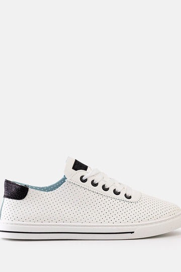 Zapatillas blancas perforadas con cordones para mujer Ruala