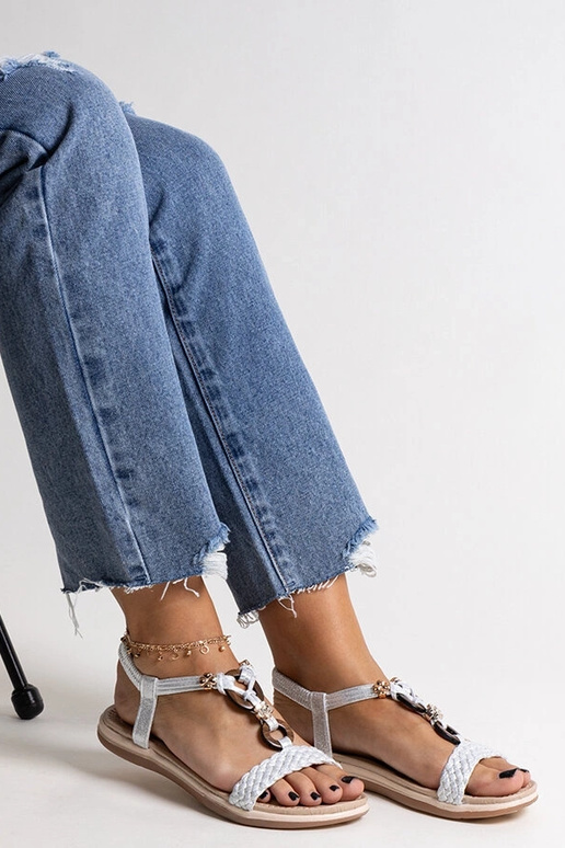 Sandalias trenzadas plateadas Izodora