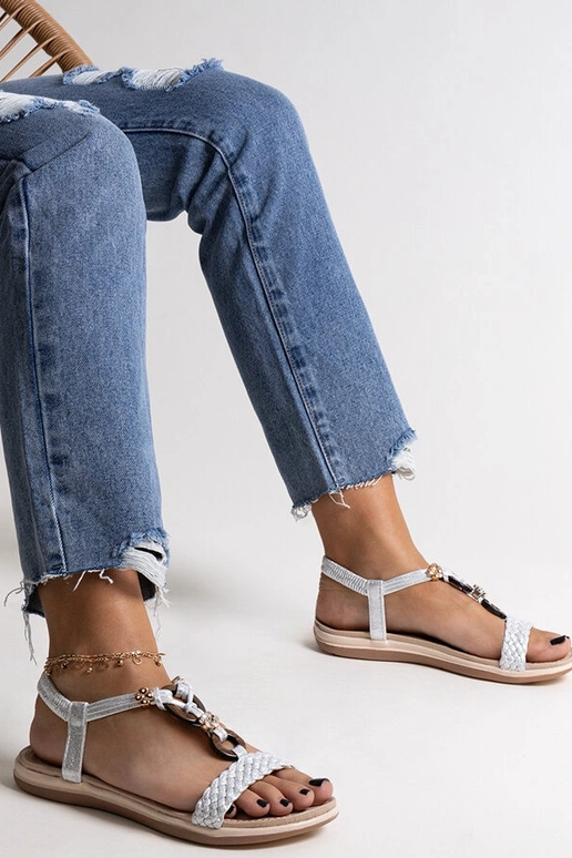 Sandalias trenzadas plateadas Izodora