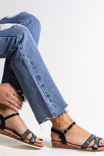 Sandalias negras de cuña baja Saila 2