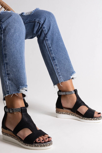 Sandalias de cuña baja Tiuma negras 2