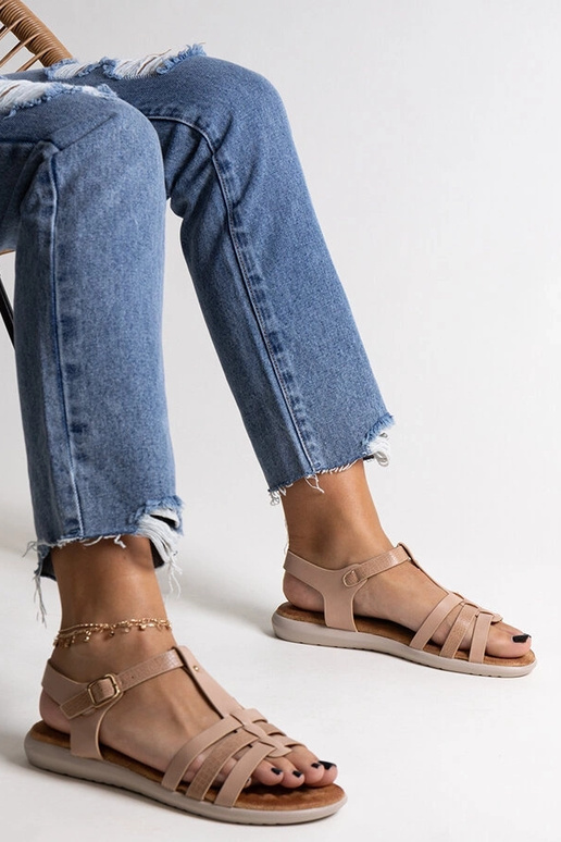 Sandalias de piel ecológica rosa...