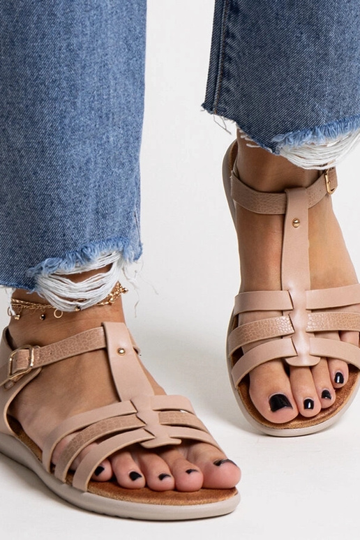 Sandalias de piel ecológica rosa...