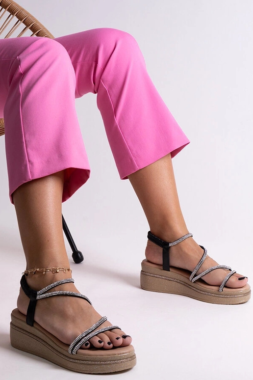 Sandalias brillantes en cuña baja con...