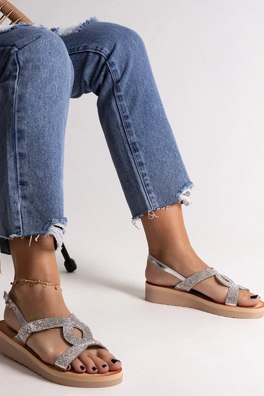 Sandalias de plataforma plateadas con...