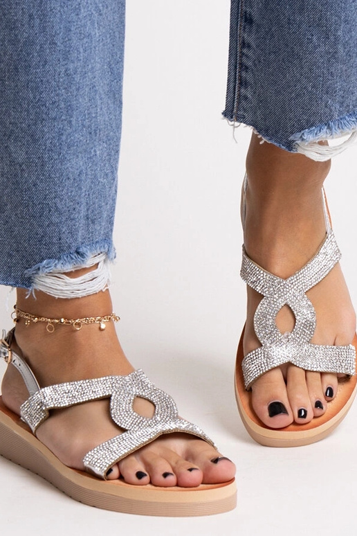 Sandalias de plataforma plateadas con...