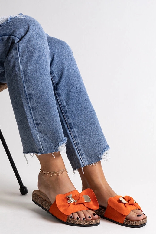Chanclas naranjas con lazo y osito de...