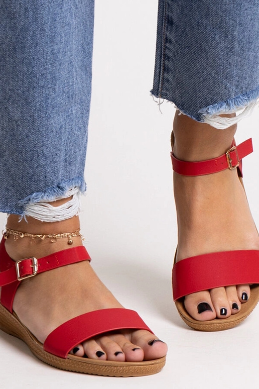 Sandalias rojas de piel ecológica de...