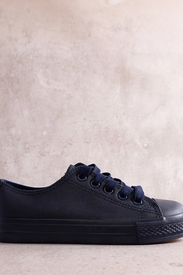 Zapatillas deportivas para niños de color azul marino fabricadas en ecopiel Azizana 2