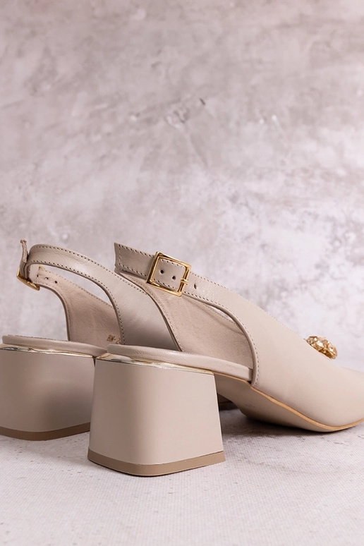 Sandalias de tacón de piel beige Karino