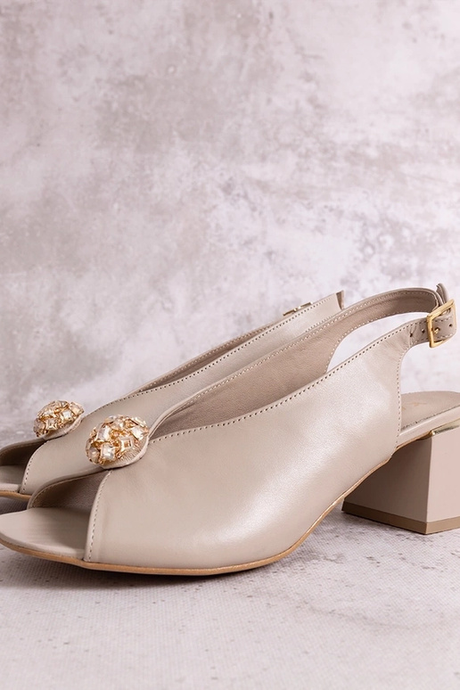 Sandalias de tacón de piel beige Karino