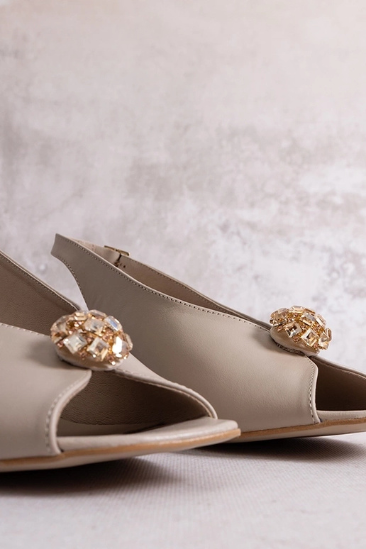 Sandalias de tacón de piel beige Karino