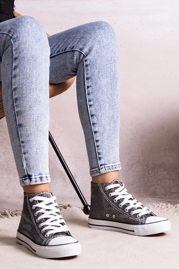 Zapatillas altas negras de malla brillante de Ranifali