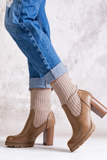 Botines beige oscuro con... 2