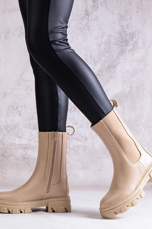 Botas altas beige de ecopiel Manera