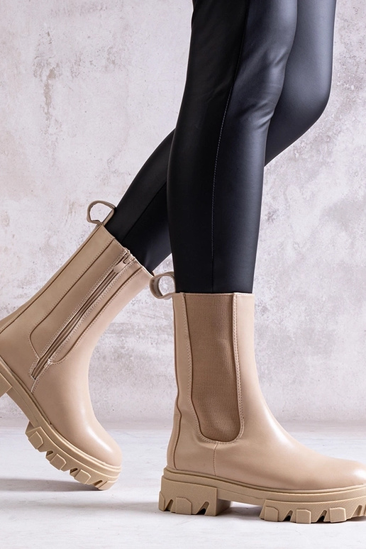 Botas altas beige de ecopiel Manera