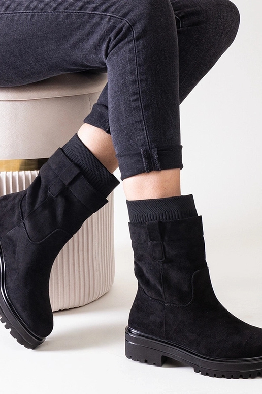 Botines negros sin cordones con...