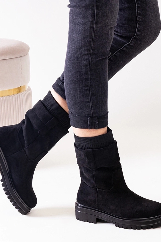 Botines negros sin cordones con...