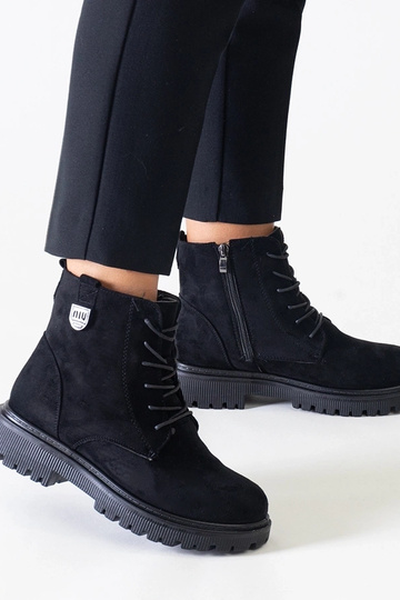 Botas de trabajo negras de ante sintético Leonora en plataforma