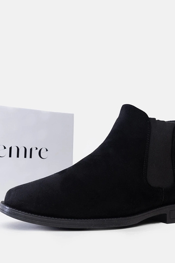 Botas Chelsea negras para hombre con inserción elástica de ante sintético Fernand