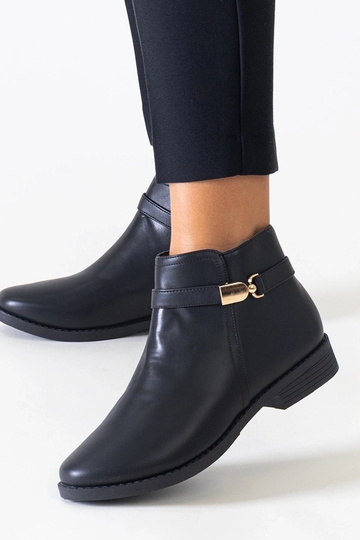 Botines negros con inserciones doradas de cuero sintético Casetra 2