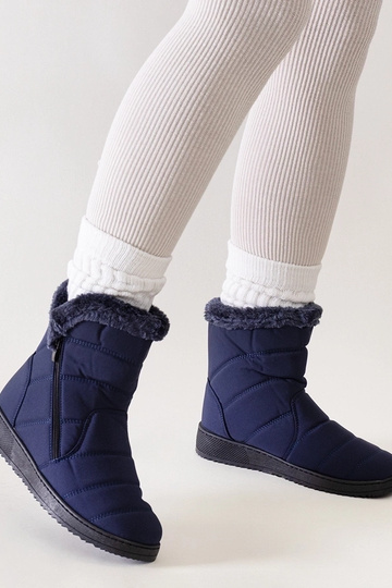 Botas de nieve azul marino decoradas con pelo Khit