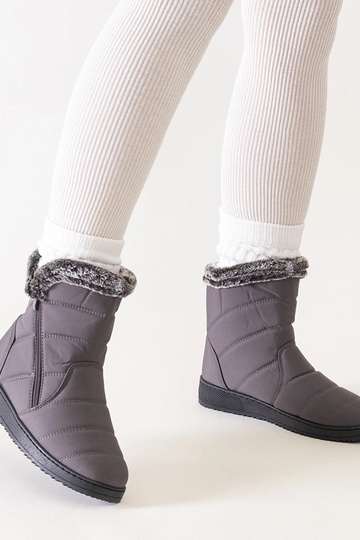 Botas de nieve grises decoradas con piel Khit