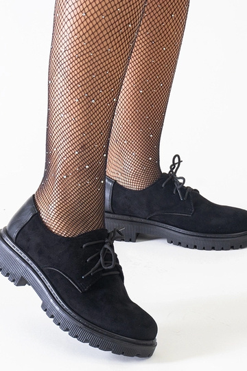Zapatos negros de ante sintético para el tiempo libre con cordones Kalila