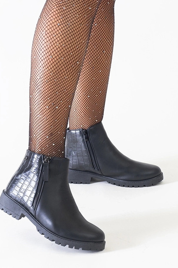 Botines negros con estampado de cocodrilo de cuero sintético Mifsada