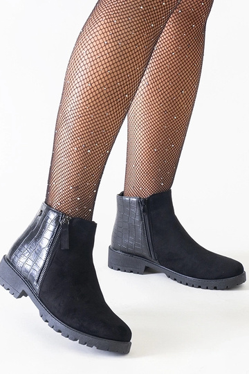 Botas negros de tobillo con estampado de cocodrilo, ante sintético, Mifsada