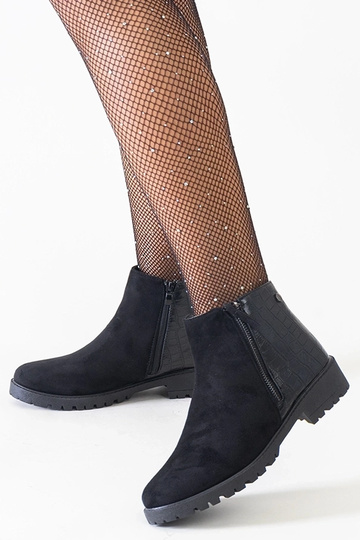Botas negros de tobillo con estampado de cocodrilo, ante sintético, Mifsada 2