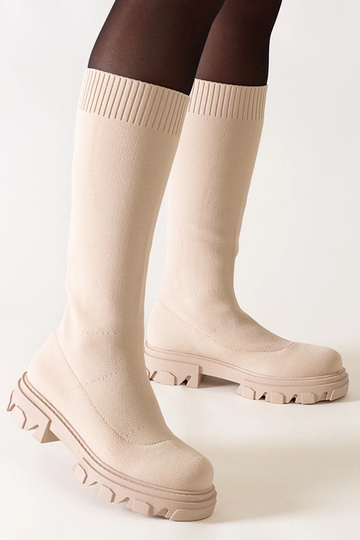 Botas beige de material en... 2