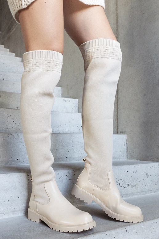 Botas largas beige caña elástica Juanra
