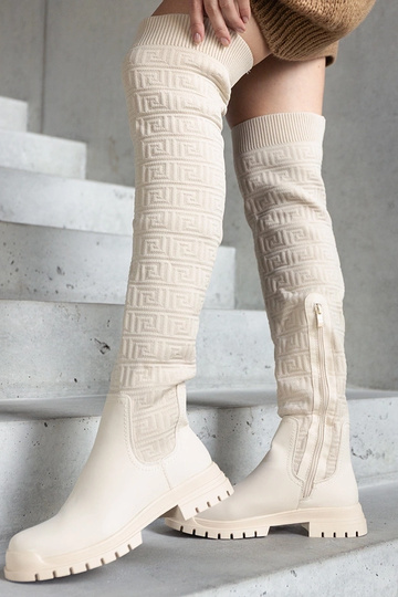 Botas largas beige de...