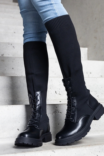 Botas negras sin cordones con parte superior de tela flexible Luana