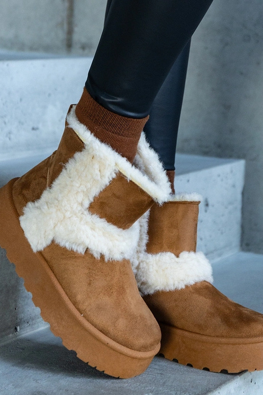 Botas de nieve de eco-gamuza marrón...