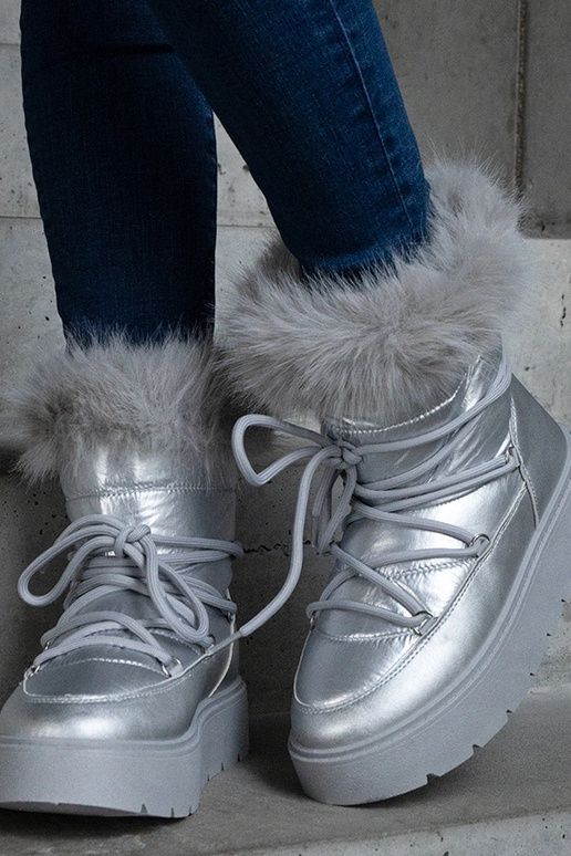 Botas de nieve plateadas con...