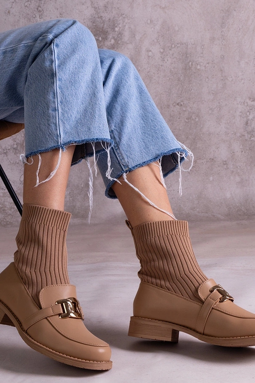 Botines beige oscuro con parte...