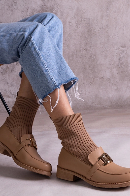 Botines beige oscuro con parte...