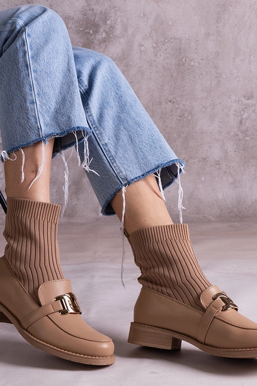 Botines beige oscuro con parte...