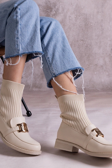 Botines beige con parte... 2