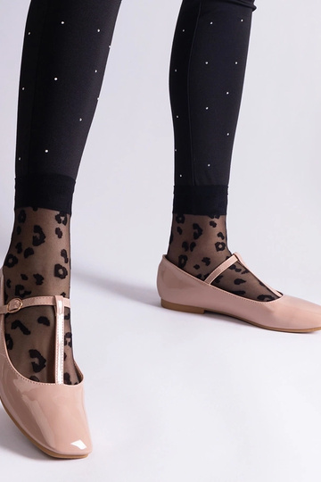 Bailarinas de piel de charol beige con tira marsellesa